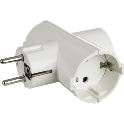 ADAPTADOR TRIPLE 2P+T,16A 250V
 COLOR BLANCO.MAX 3680W.