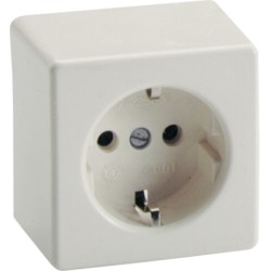 BASE FIJA 2P+T,16A 250V
 COLOR BLANCO DE SUPERFICIE.