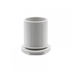 Racor recto m-32 de pvc-gris-p/tubo rigido c/tuerca incorp.