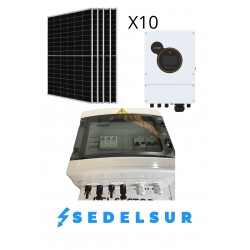 KIT SOLAR SRNE HÍBRIDO/AISLADA MONOFÁSICO 5KW: 10 Paneles...