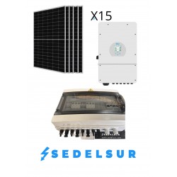 KIT SOLAR DEYE HÍBRIDO/AISLADA MONOFÁSICO 8KW: 15 Paneles...