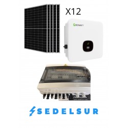 KIT SOLAR GROWATT HÍBRIDO TRIFASICO 6KW: 12 Paneles 580W +...