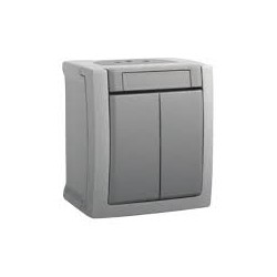 Conmutador doble 10a 250v ip54 gris