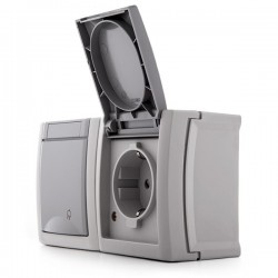 Conjunto horizontal de toma de corriente doble con toma de...