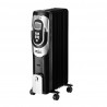 Radiador Aceite Confort 1500w 7elementos Negro/plata 3potencias Termost.reg. Temporizador, Ruedas Luz Ind. 62x34x24cm